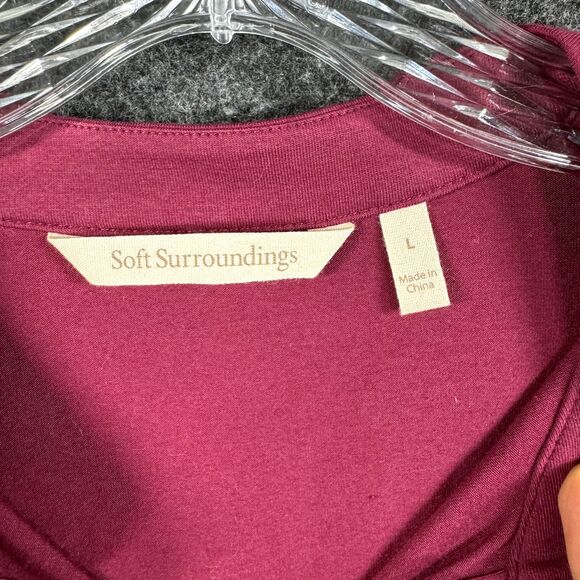 Soft Surroundings Capizzi Blouse Women's Large Red Wine Maroon Balloon Sleeve - Picture 3 of 8